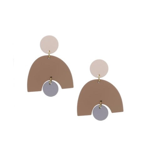 Polyclay Geo Earrings - Natural