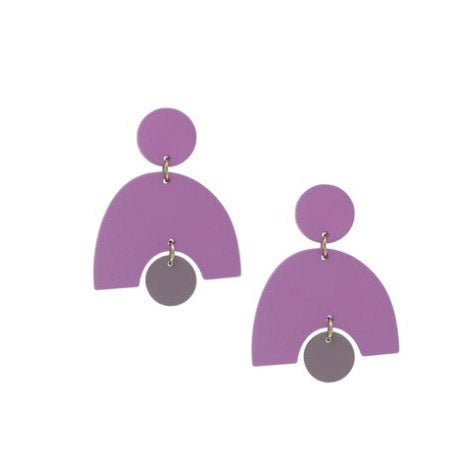 Polyclay Geo Earrings - Purple