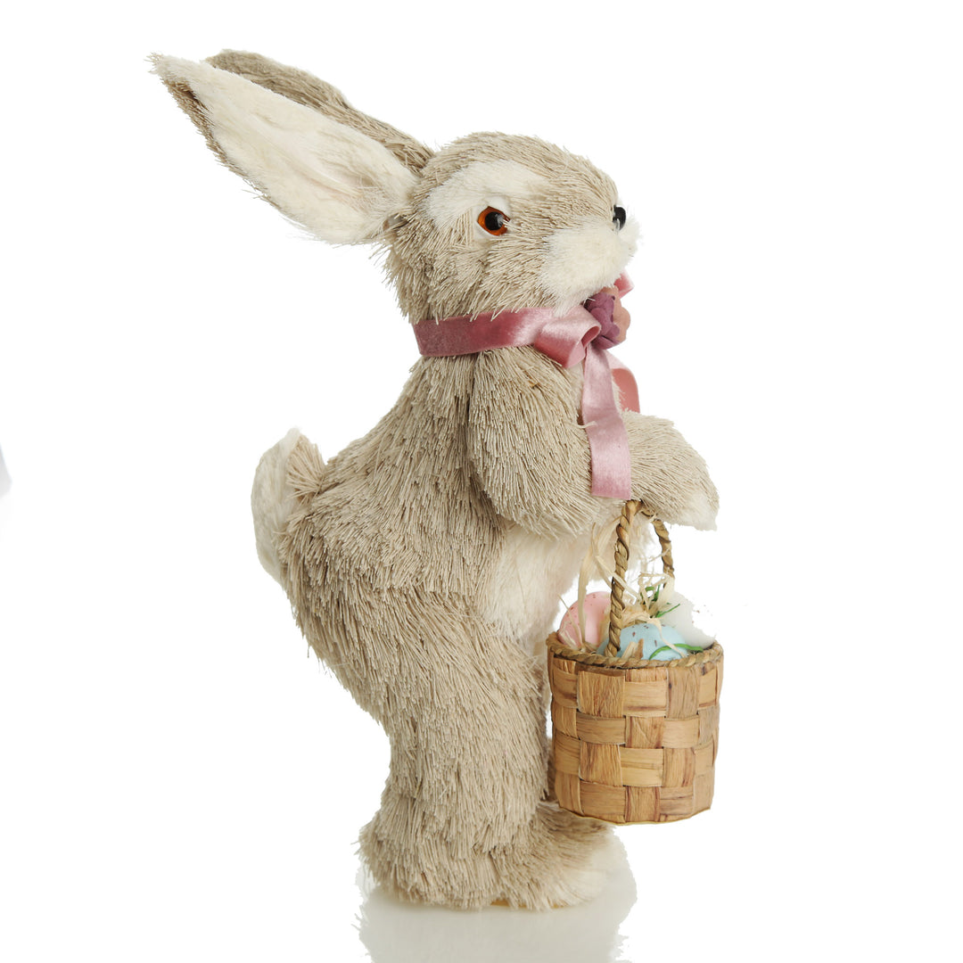 Mrs Bunny Hop Straw Bunny with Pink Neck Tie