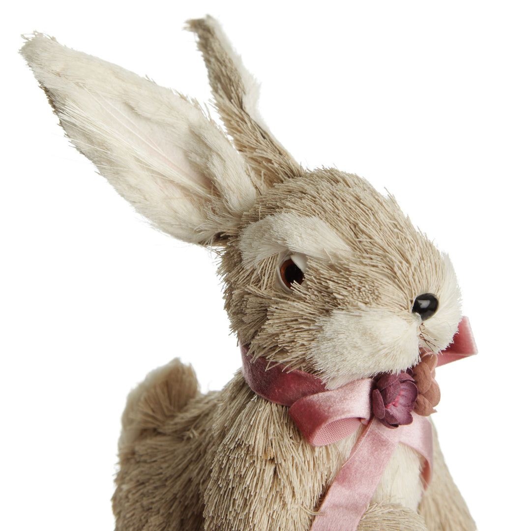 Mrs Bunny Hop Straw Bunny with Pink Neck Tie