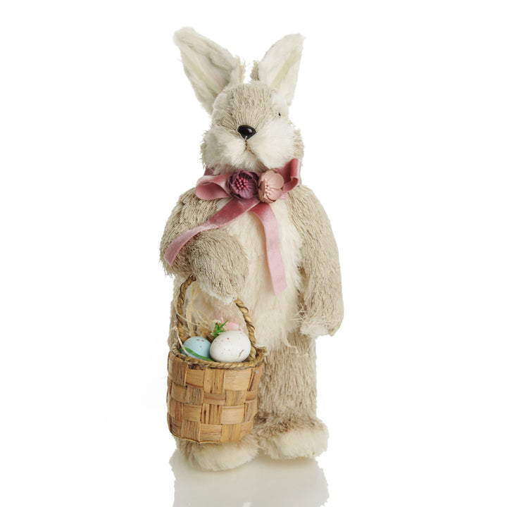 Mrs Bunny Hop Straw Bunny with Pink Neck Tie