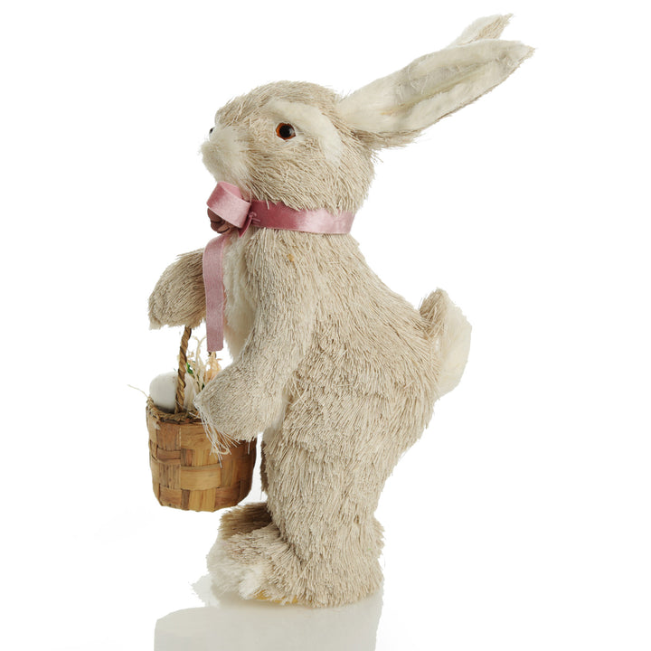 Mrs Bunny Hop Straw Bunny with Pink Neck Tie