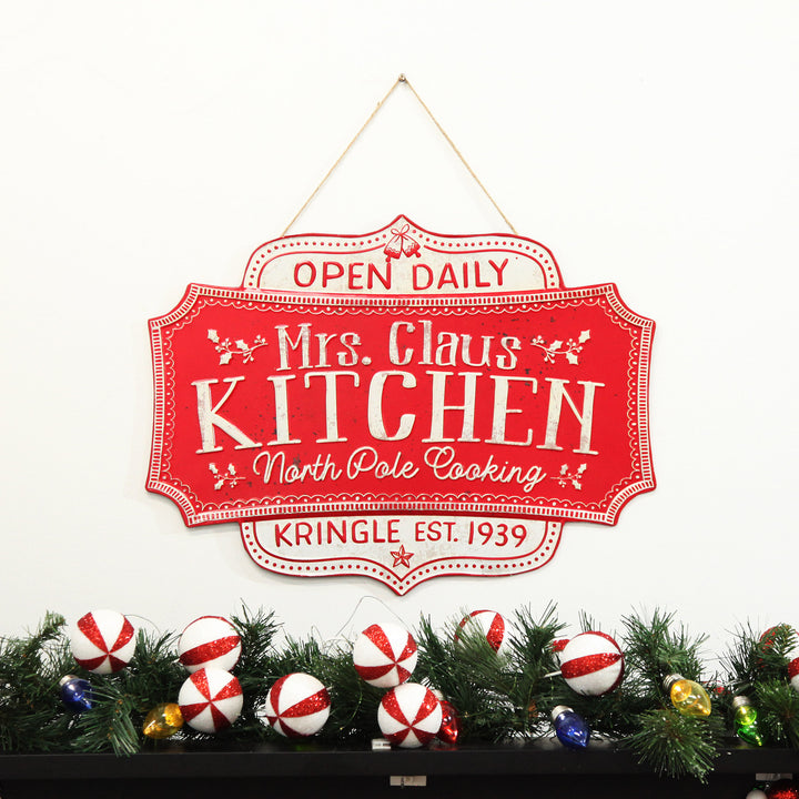 Mrs Claus Kitchen Retro Metal Christmas Sign
