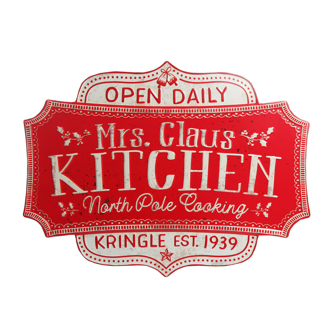 Mrs Claus Kitchen Retro Metal Christmas Sign