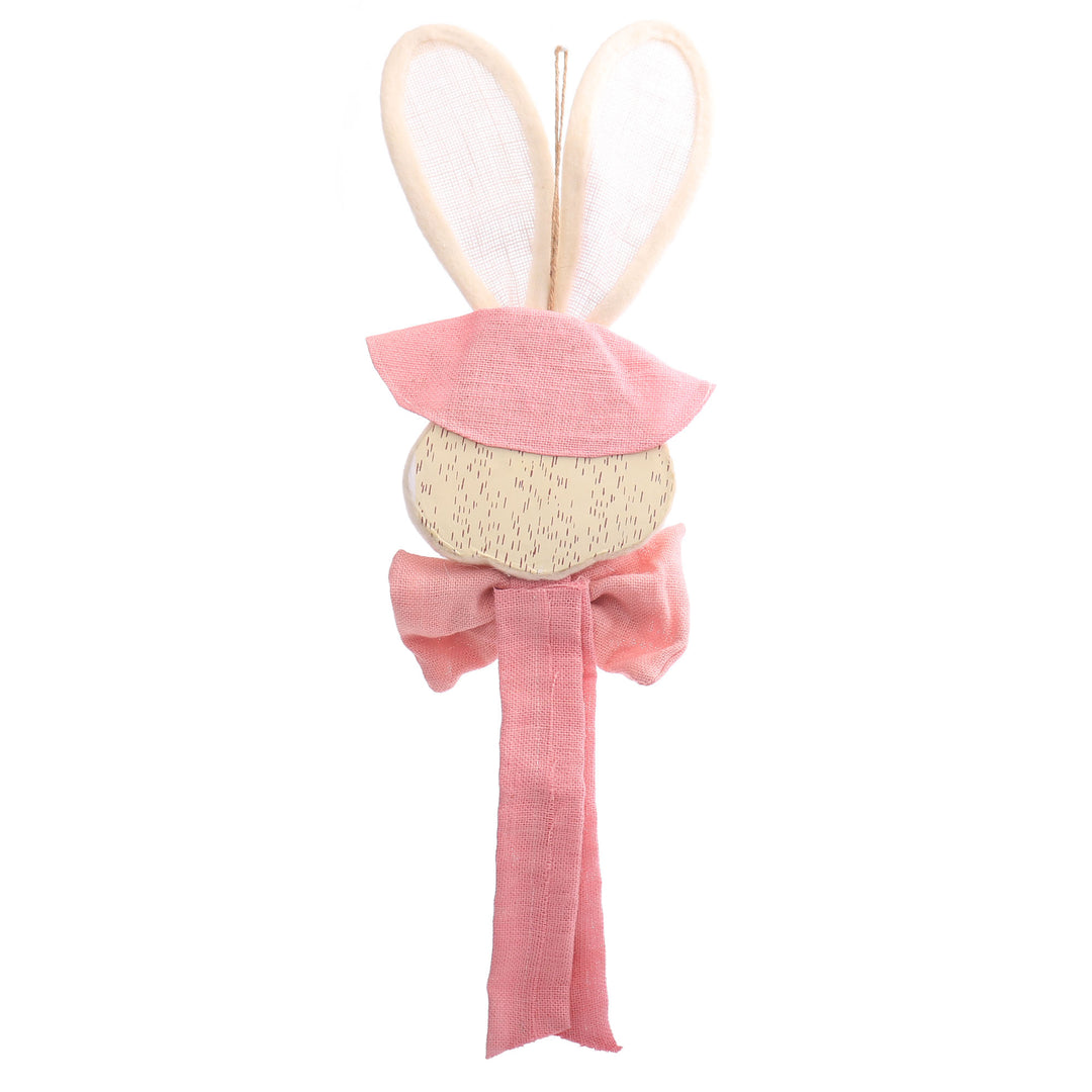 Mrs White Bunny Head Hanging with Pink Bow