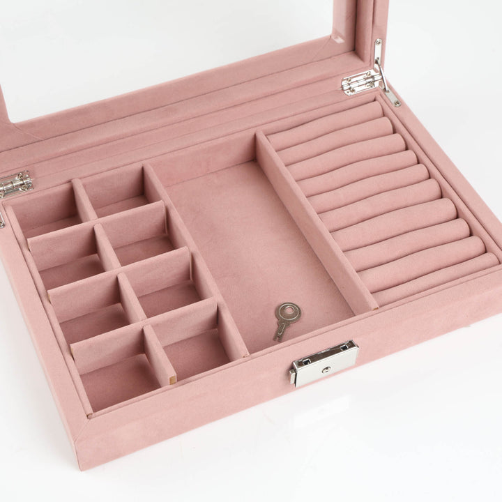Nolita Pink Velvet jewellery Box with Glass Lid