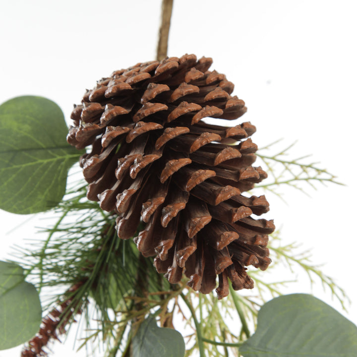 Native Eucalyptus Leaf Christmas Spray with Pinecones