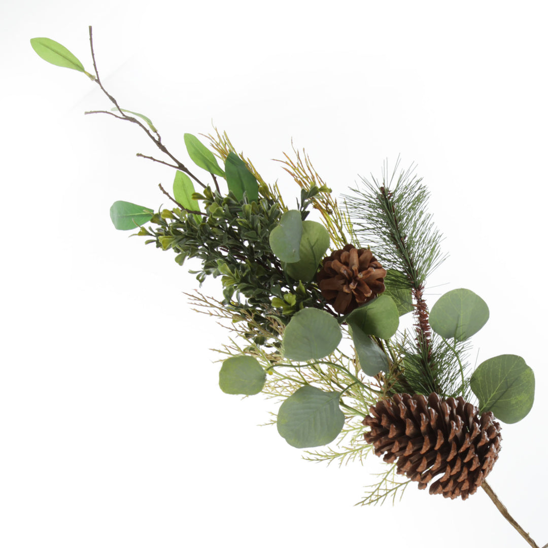 Native Eucalyptus Leaf Christmas Spray with Pinecones