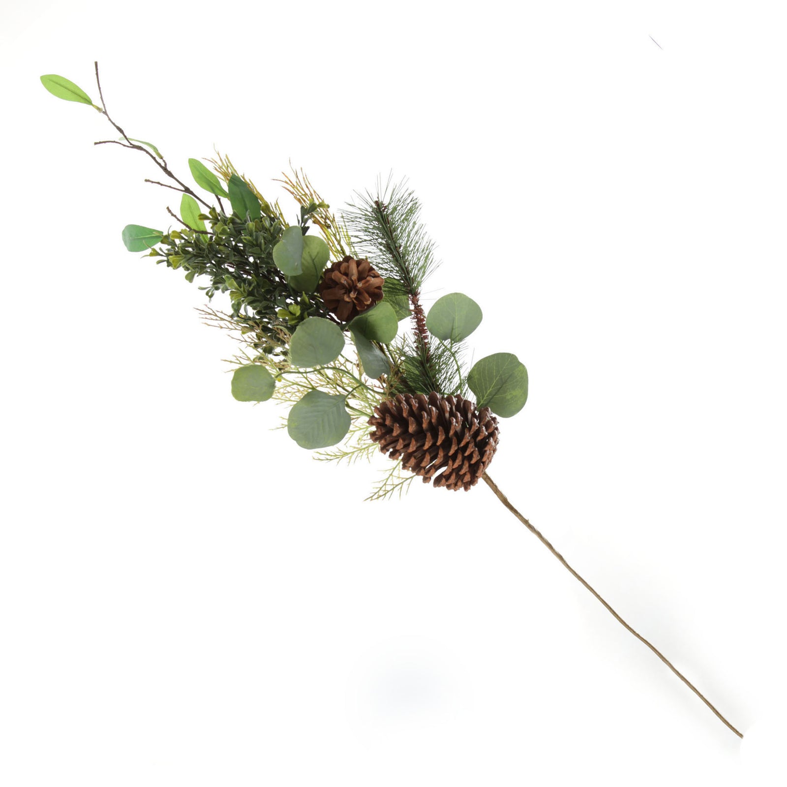 Native Eucalyptus Leaf Christmas Spray with Pinecones