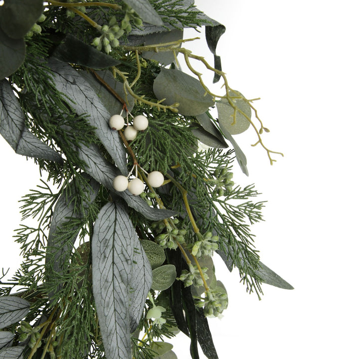 Native Eucalyptus Leaf Christmas Wreath with White Berries