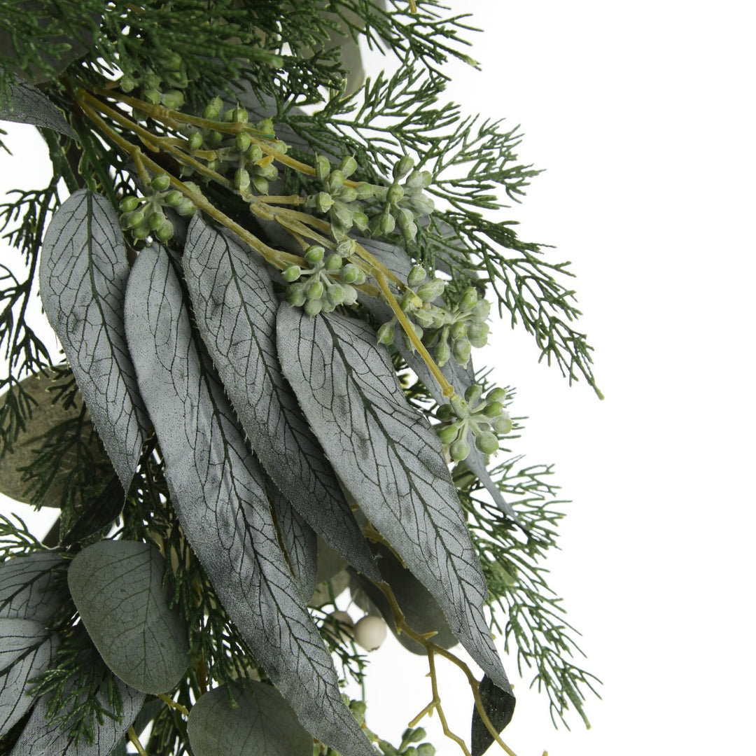 Native Eucalyptus Leaf Christmas Wreath with White Berries