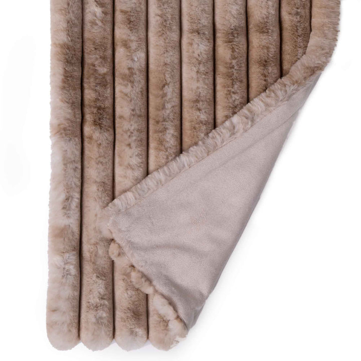 Natural Brown Ultra Soft Ribbed Faux Fur Table Runner
