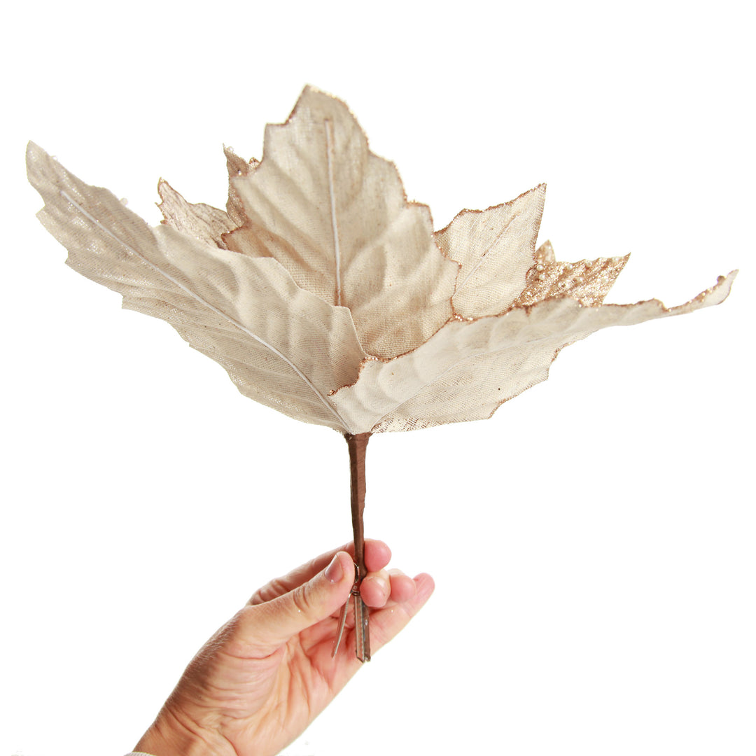 Natural Poinsettia Flower Clip with Glitter Tips