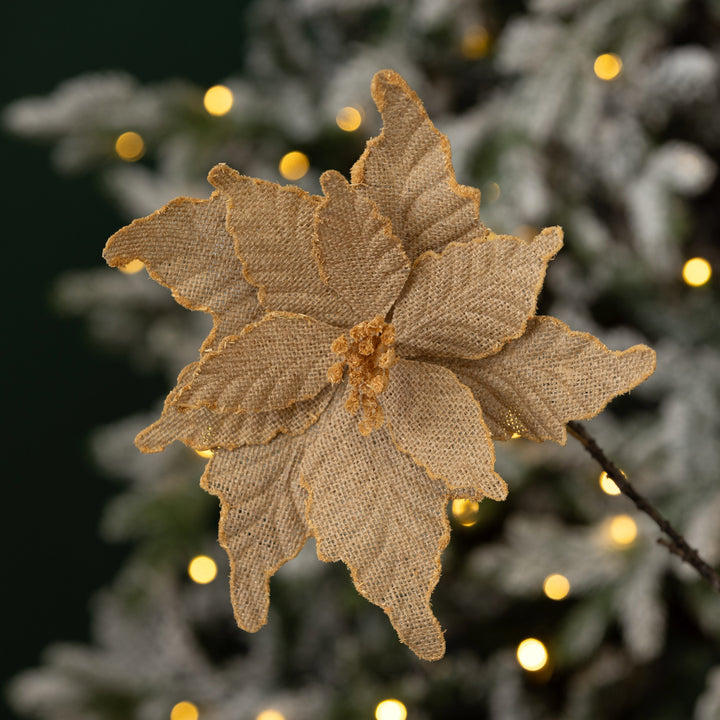 Burlap Flower Pick Natural Trim