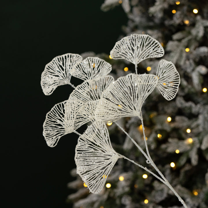 White Glitter Fan Coral Pick