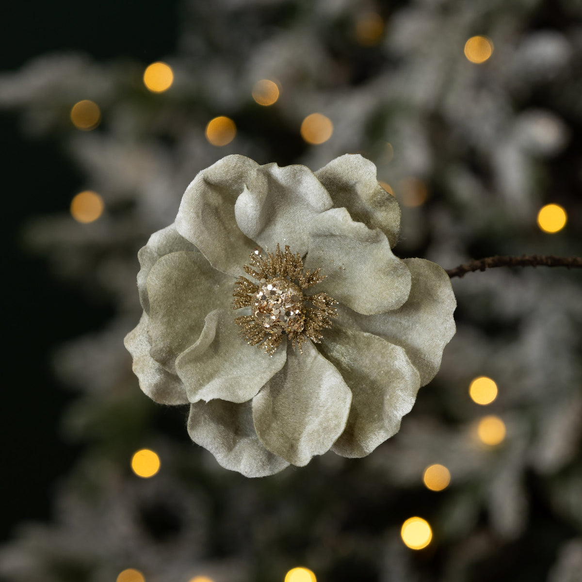 Sage Green Velour Magnolia Flower Clip