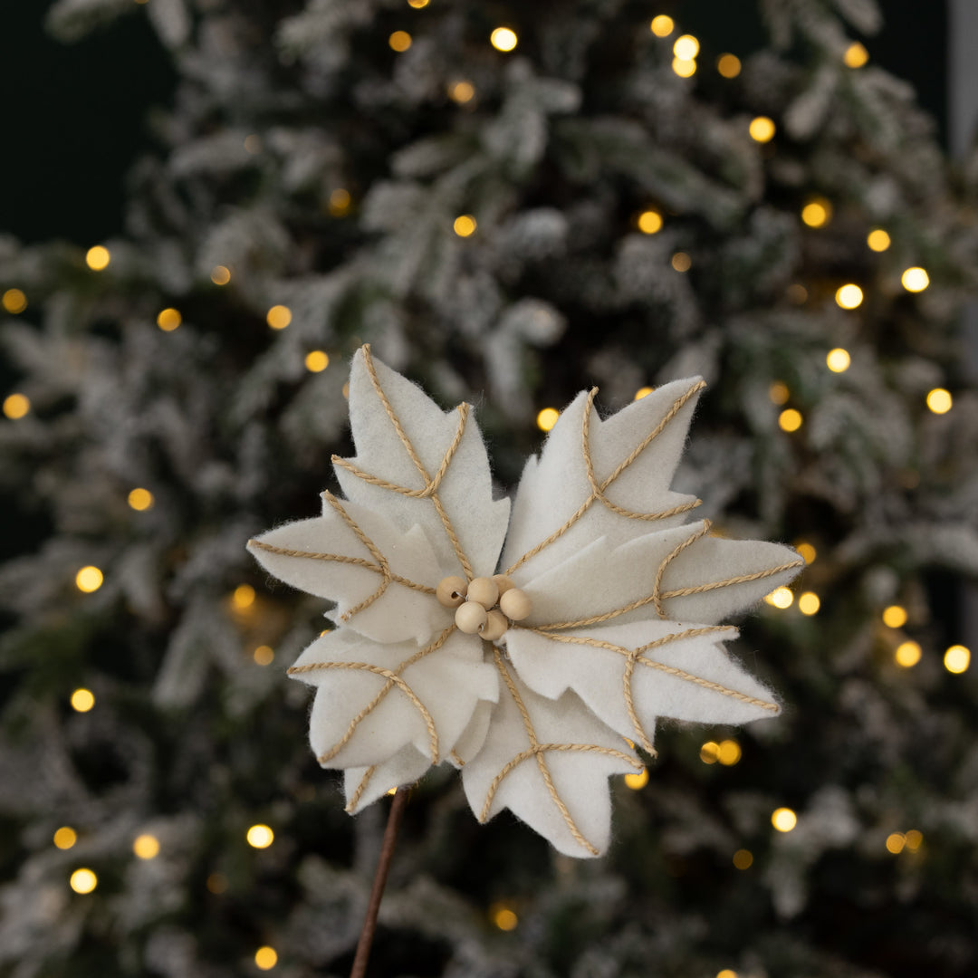 Natural Ivory Poinsettia Flower Stem
