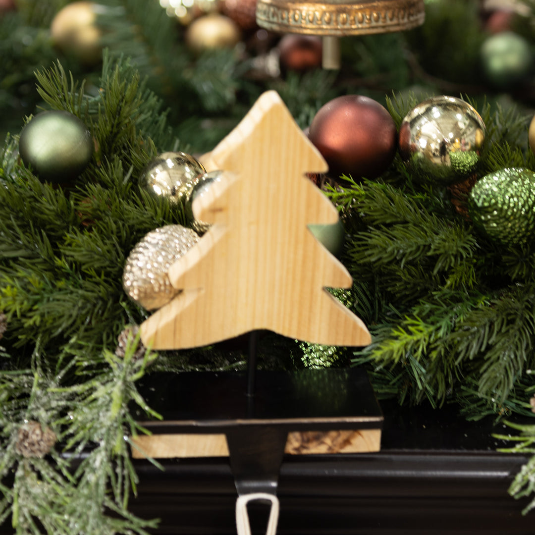 Wood Tree Christmas Stocking Hanger