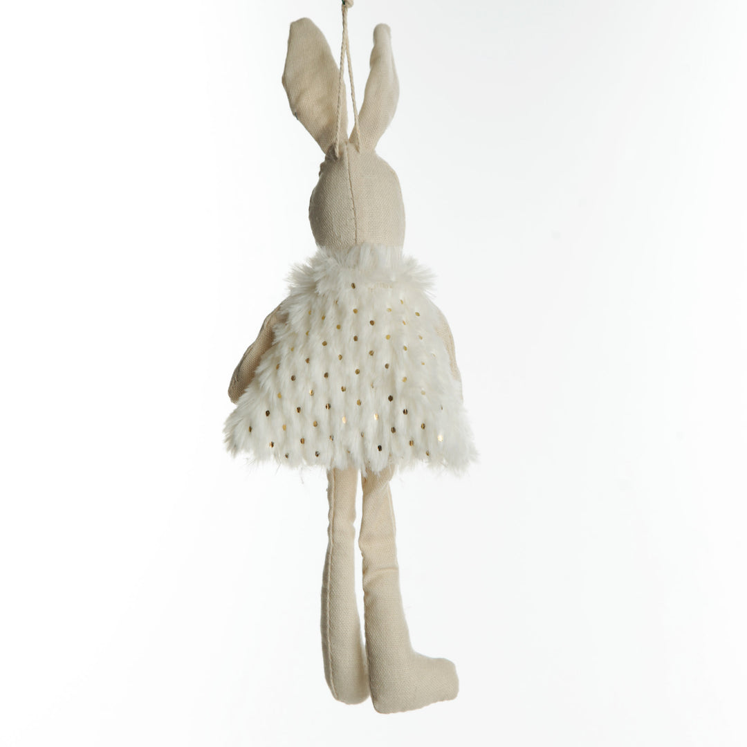 Natural Fabric Bunny with White Fur Dress