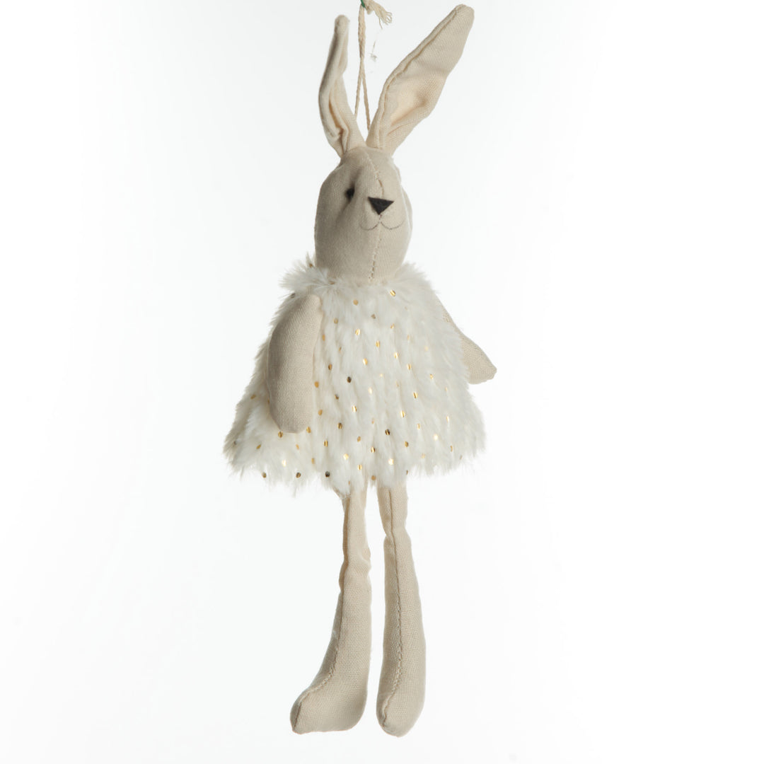 Natural Fabric Bunny with White Fur Dress