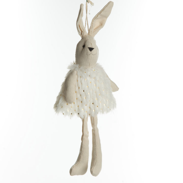 Natural Fabric Bunny with White Fur Dress
