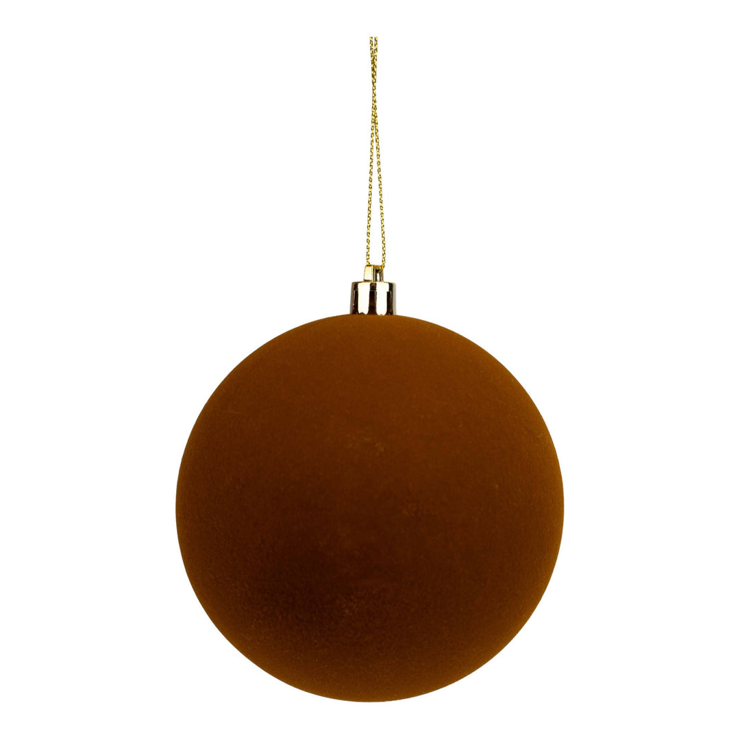 Natural Flocked 10cm Baubles - Set of 4