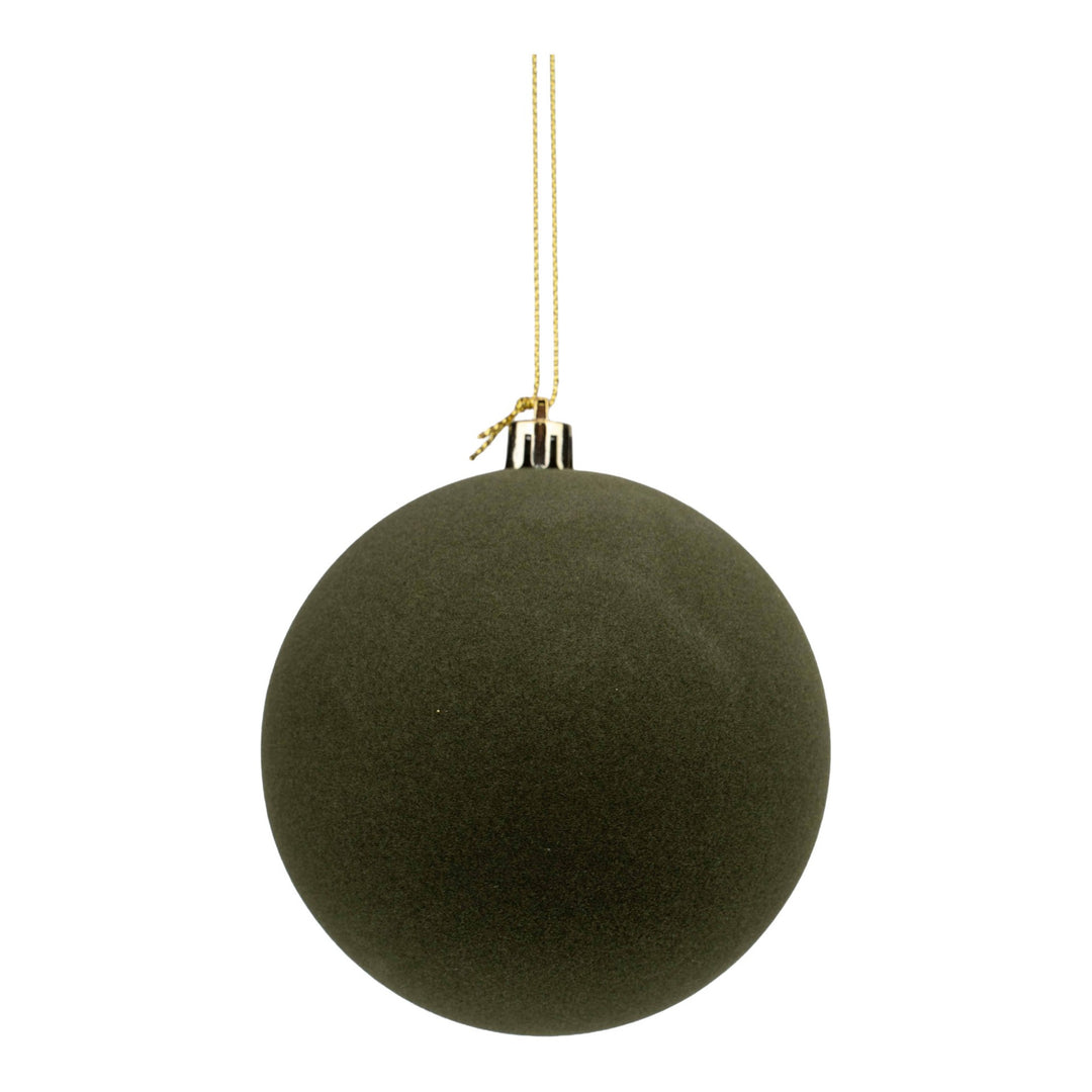 Natural Flocked 10cm Baubles - Set of 4