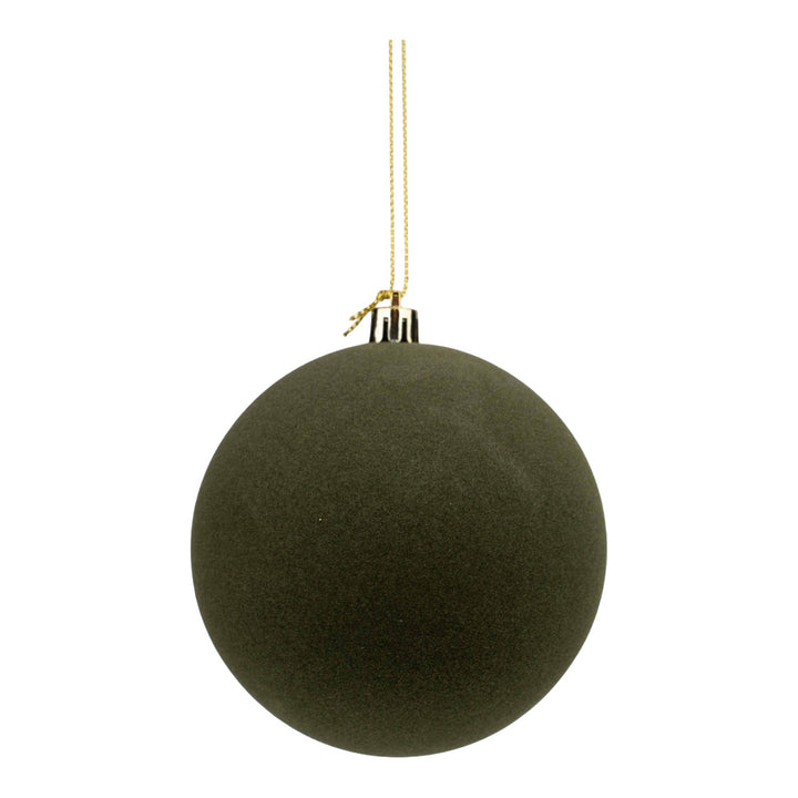 Natural Flocked 10cm Baubles - Set of 4