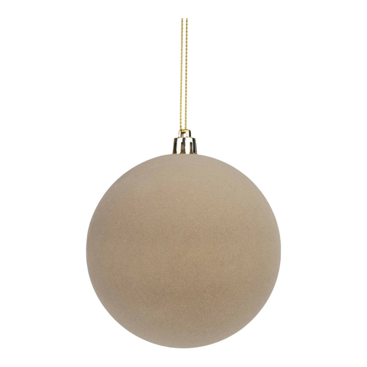 Natural Flocked 10cm Baubles - Set of 4