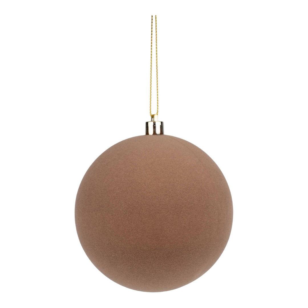 Natural Flocked 10cm Baubles - Set of 4