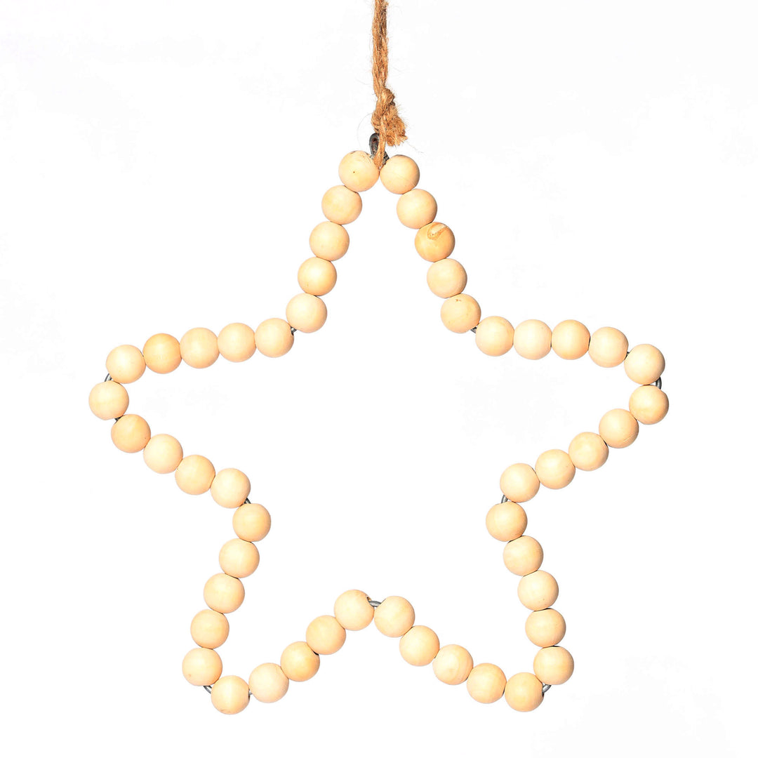 Natural Hollow Wood Bead Hanging Star