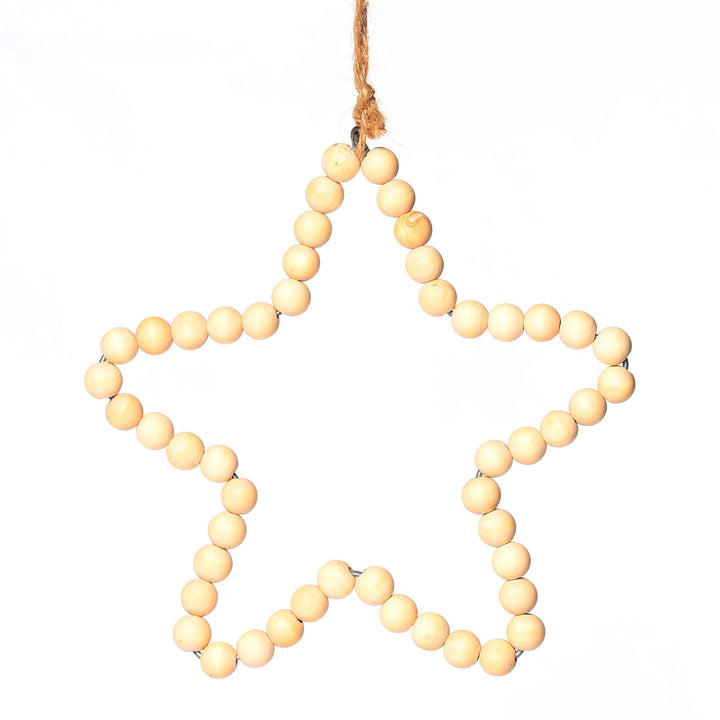 Natural Hollow Wood Bead Hanging Star