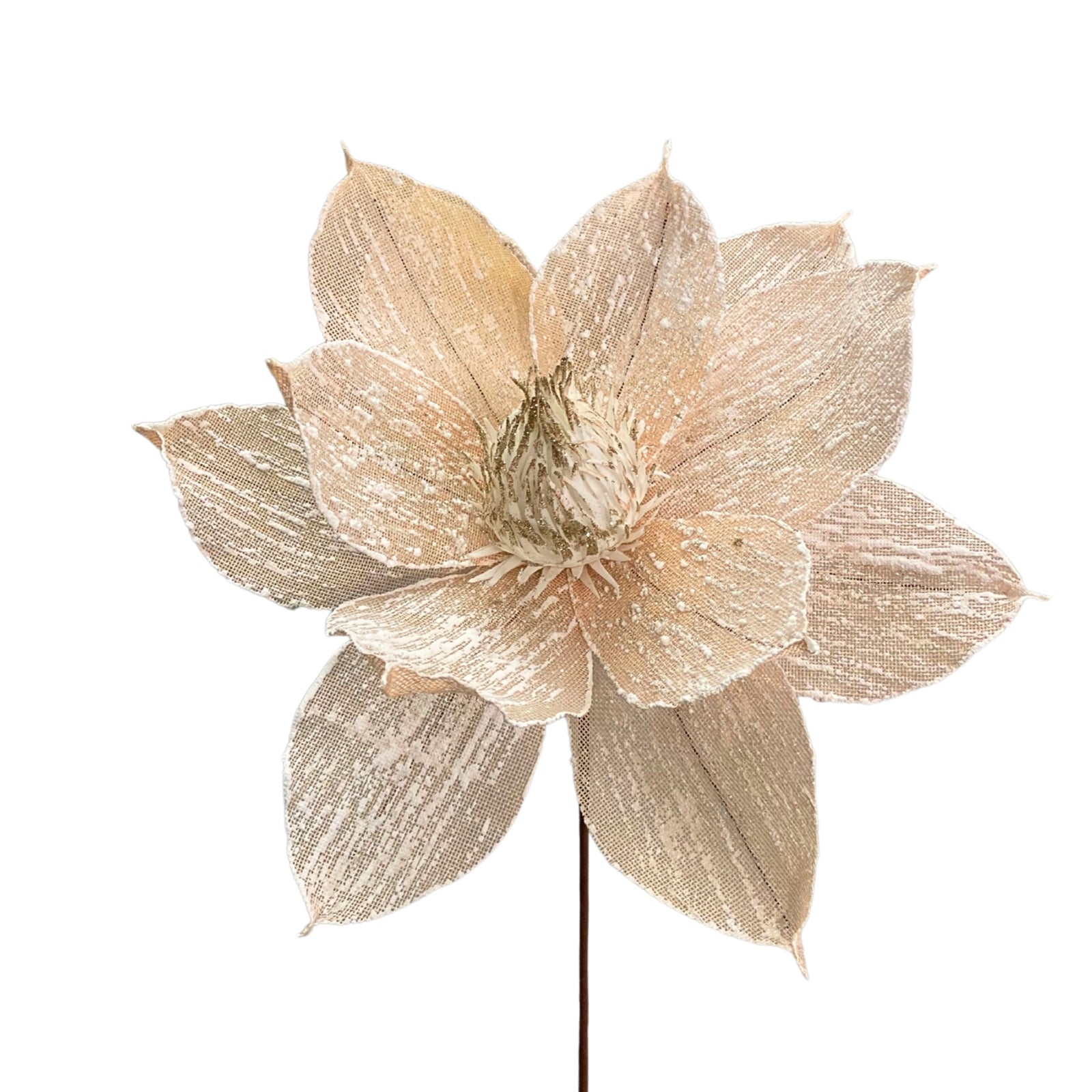 Natural Pink Burlap Magnolia Flower Stem
