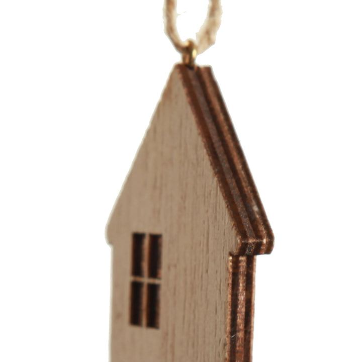 Natural Wood Christmas Village Tree Decorations - Set of 6 