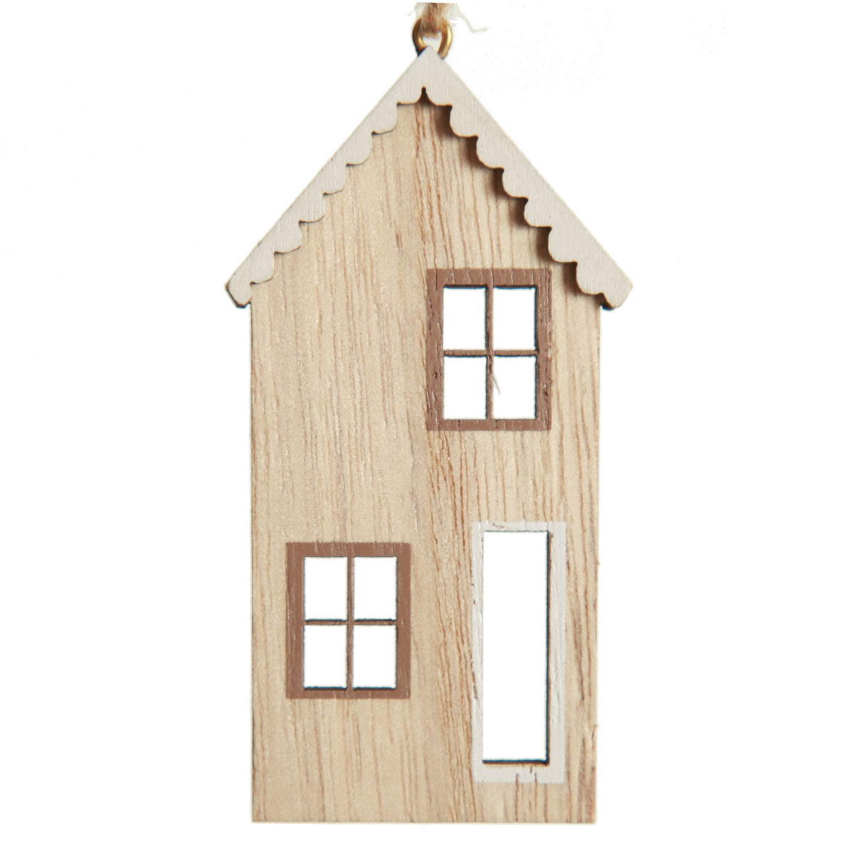 Natural Wood Christmas Village Tree Decorations - Set of 6 