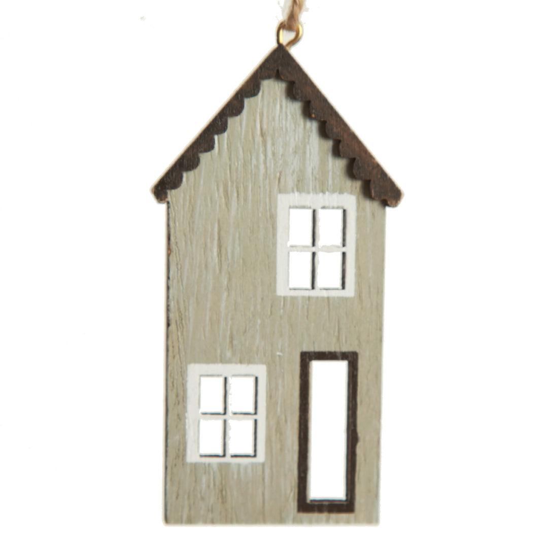 Natural Wood Christmas Village Tree Decorations - Set of 6 