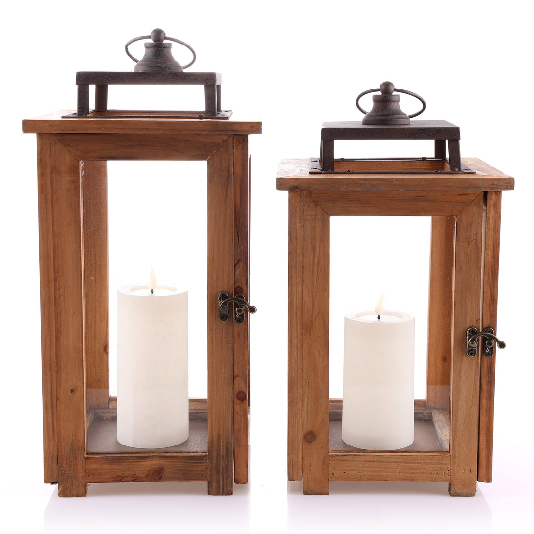 Natural Wood Frame Lantern