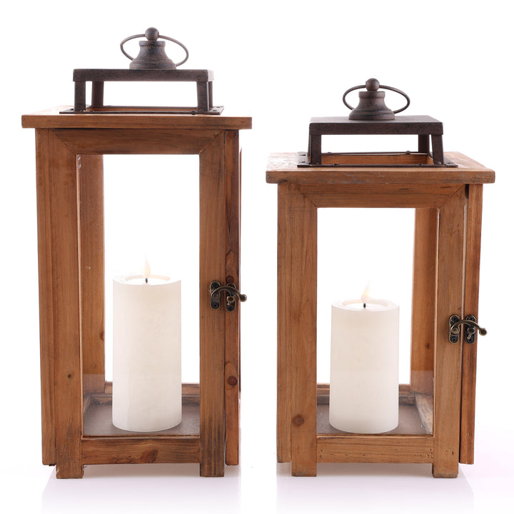 Natural Wood Frame Lantern