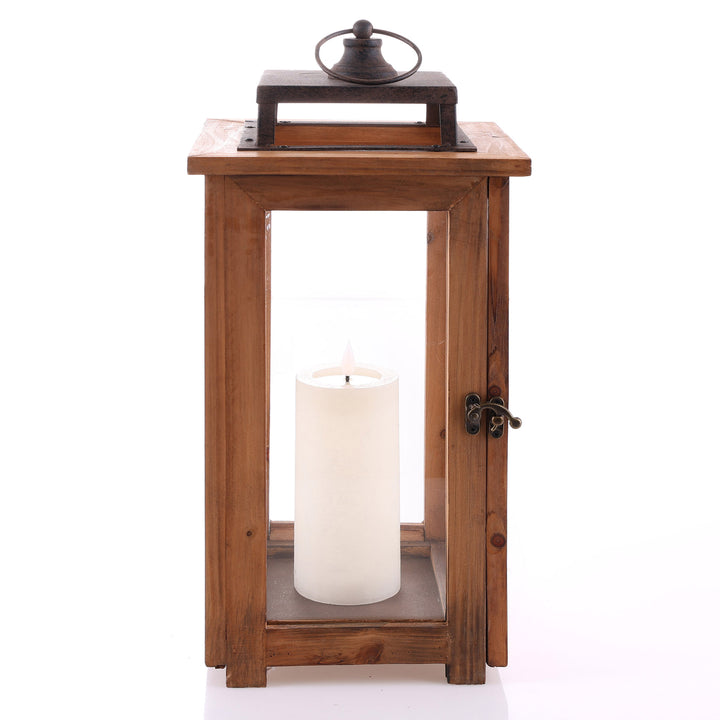 Natural Wood Frame Lantern