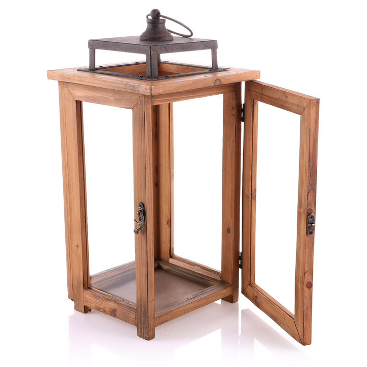 Natural Wood Frame Lantern