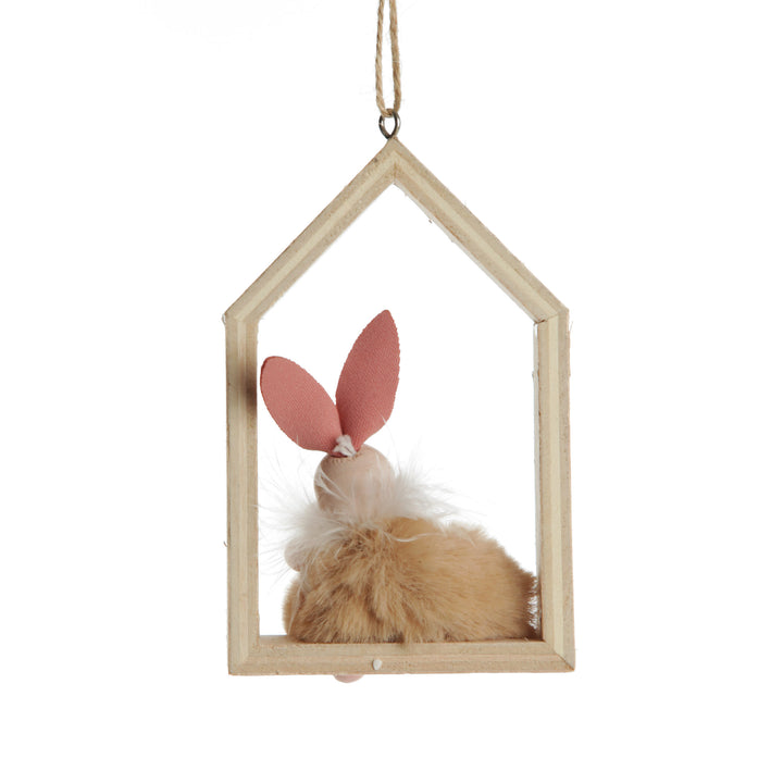 Natural Wood House Decoration with Bunny Inside