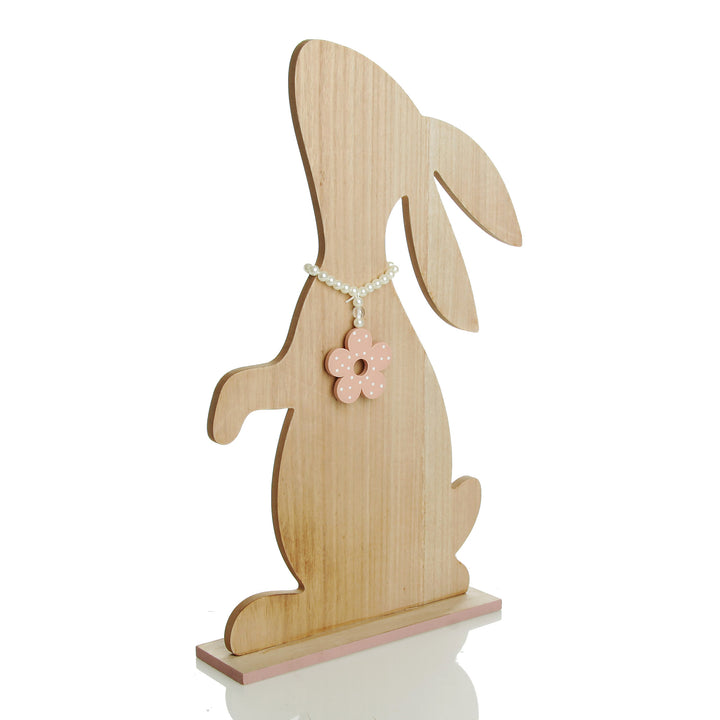 Medium Natural Wooden Bunny Ornament