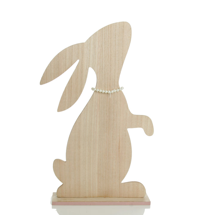 Medium Natural Wooden Bunny Ornament