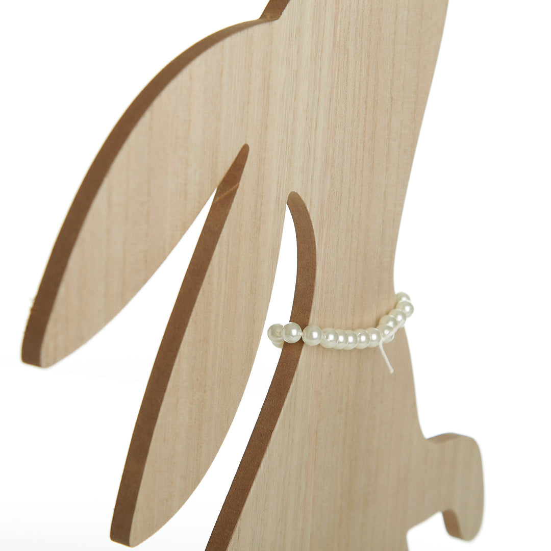 Medium Natural Wooden Bunny Ornament