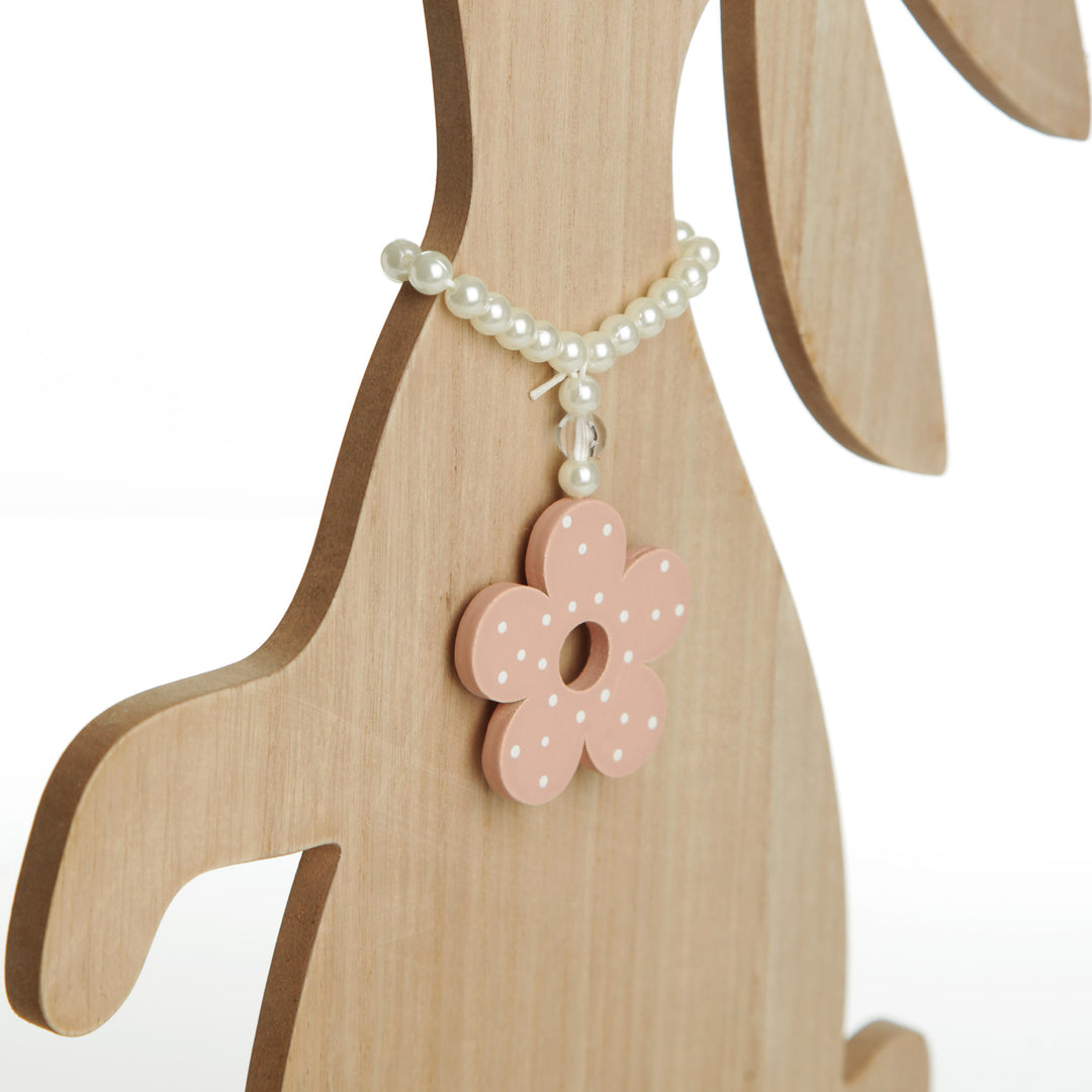 Medium Natural Wooden Bunny Ornament