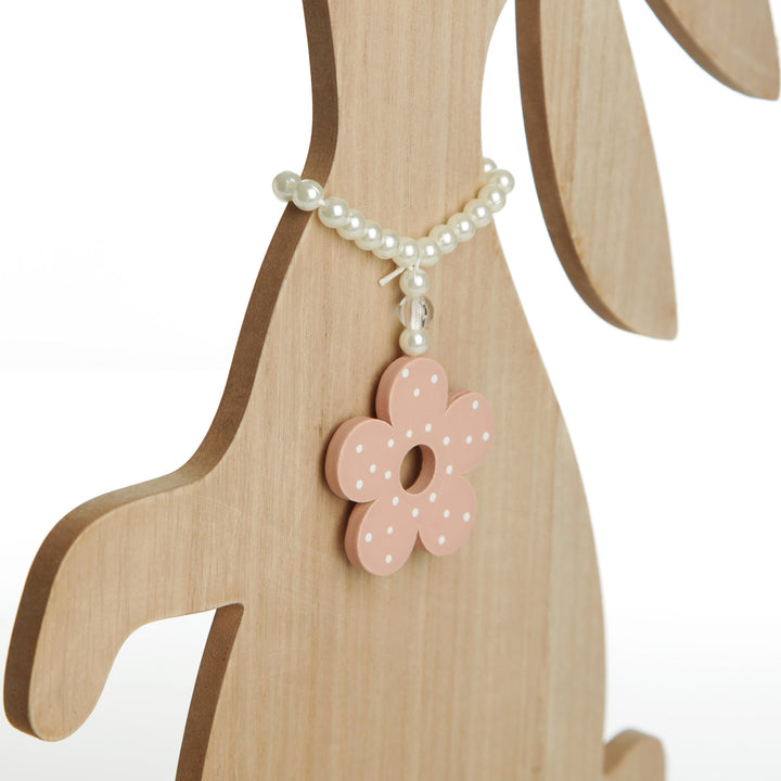Medium Natural Wooden Bunny Ornament