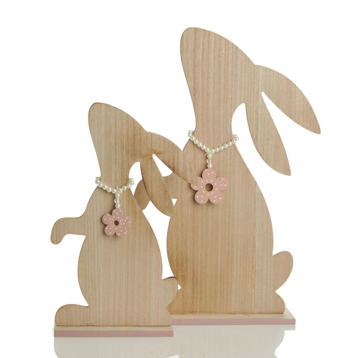 Large Natural Wooden Bunny Ornament