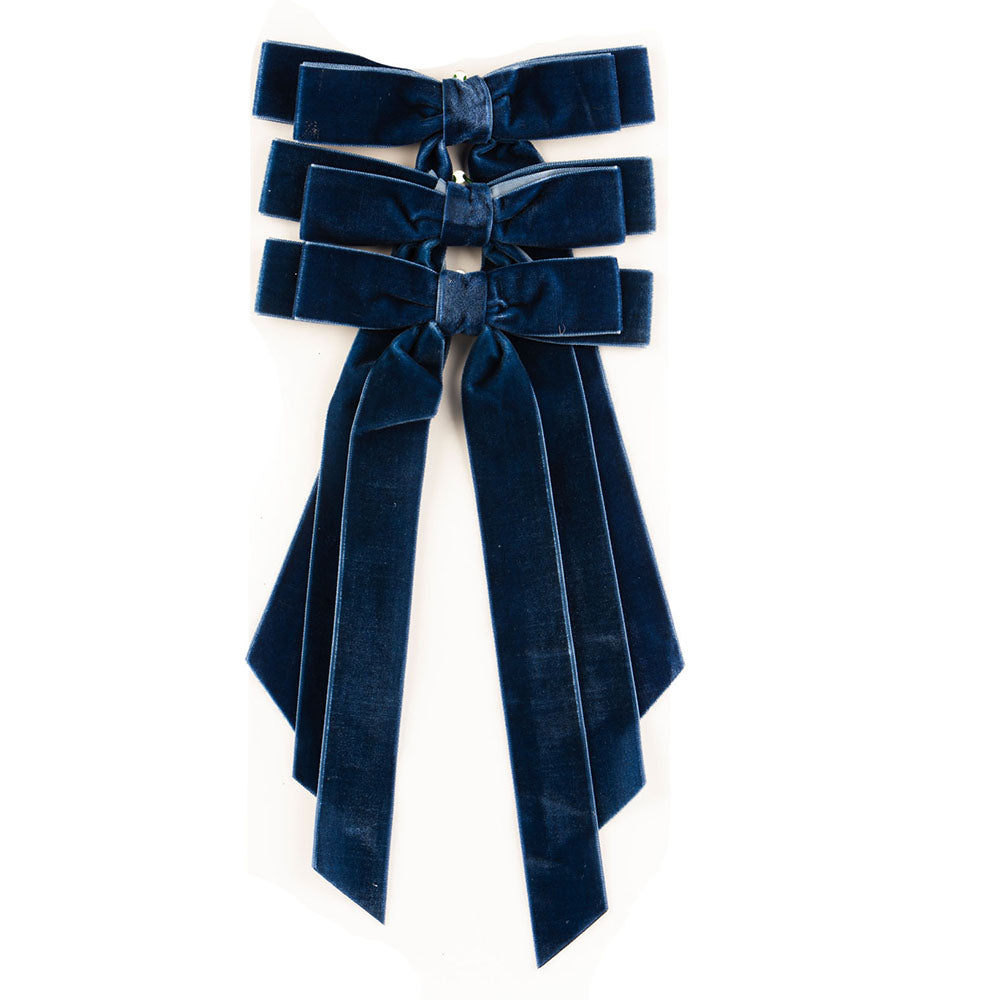 Navy Blue Double Bow Clip 23cm - Set of 3