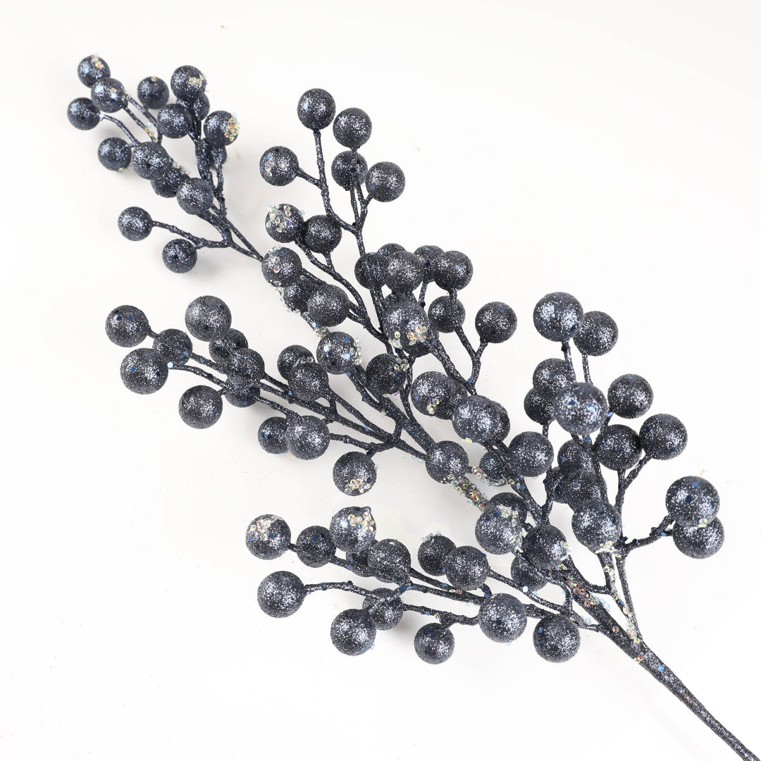 Navy Blue Glitter Berry Stem - 78cm