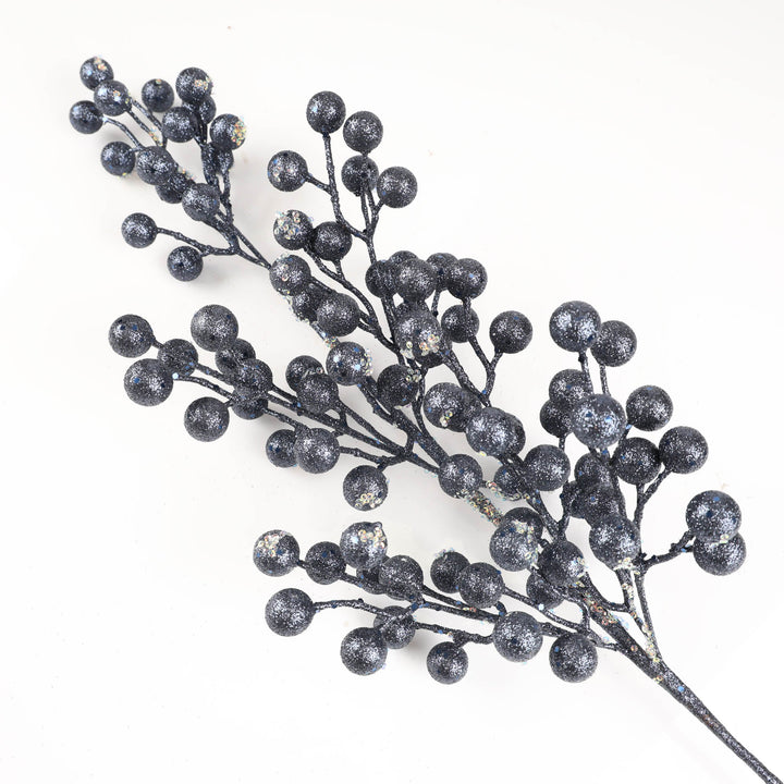 Navy Blue Glitter Berry Stem - 78cm